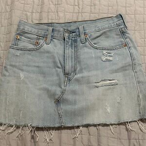 Levi's Light Blue Distressed Mini Skirt